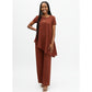 Asymmentric Bottom Short Sleeve Top and Pant Set.
