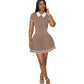 Collared Contrasting Pleated Knitted Mini Dress.