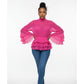 High-neck Ruffled Long-Sleeve Women's Blouse