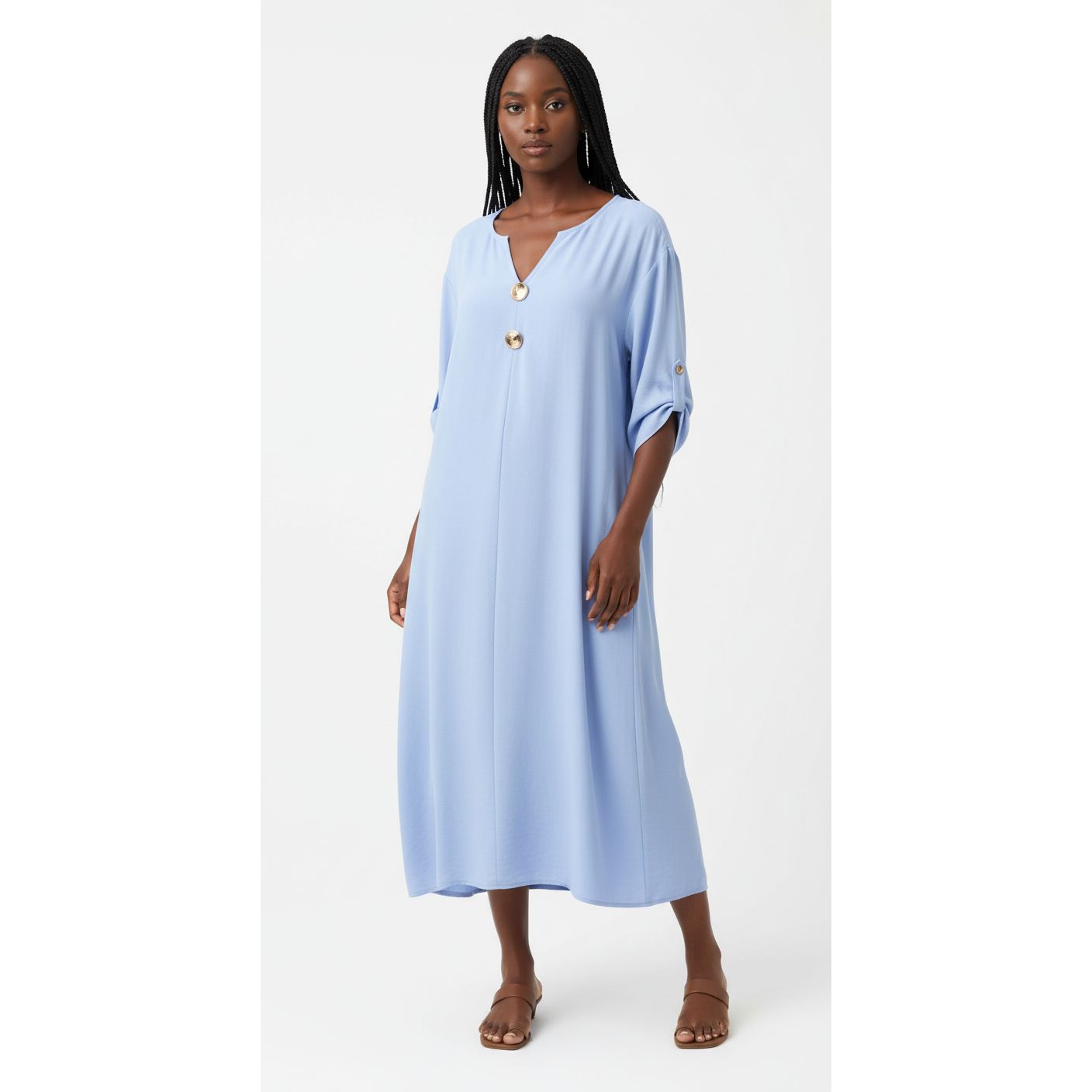 Vintage French-Inspired A-Line Midi Dress