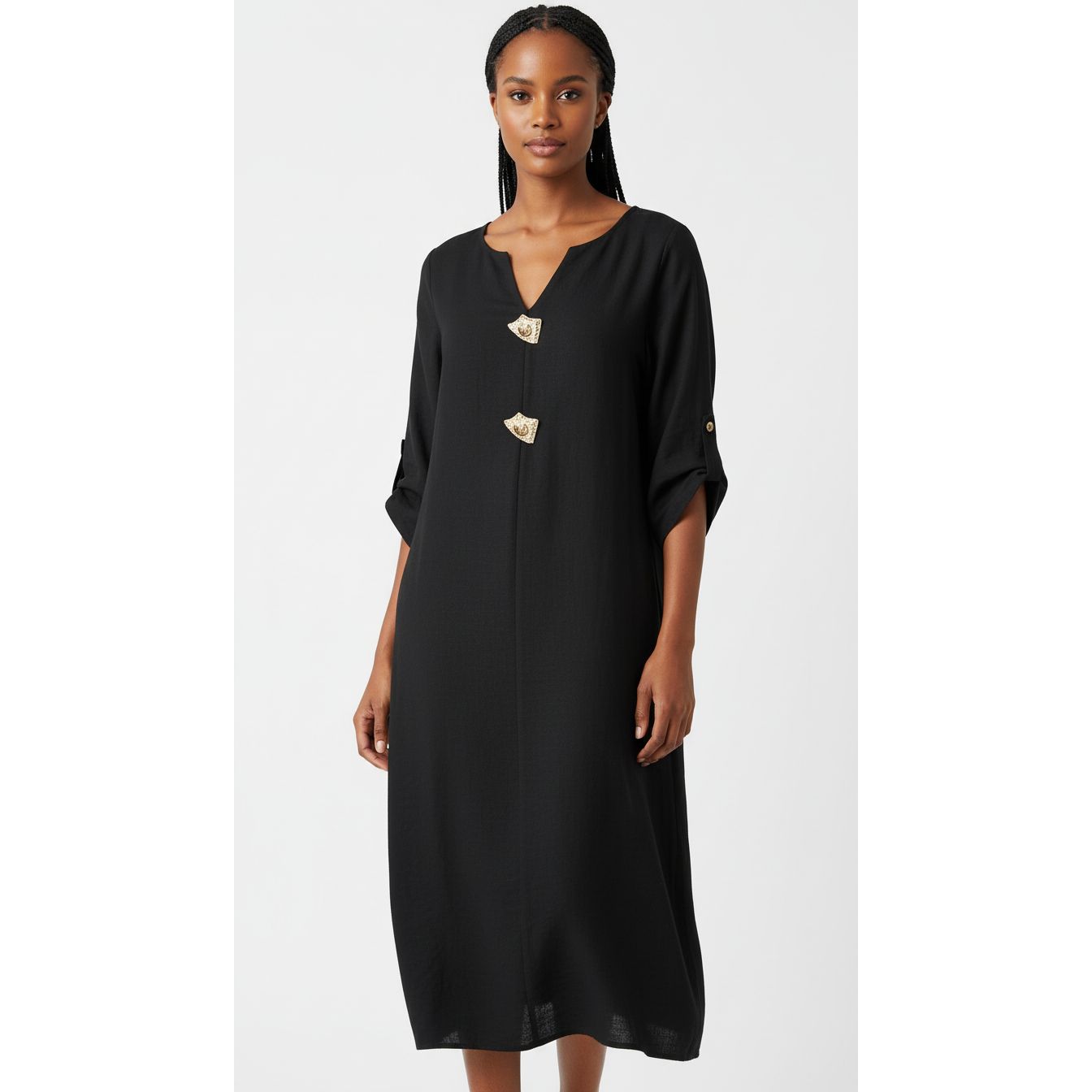 Vintage French-Inspired A-Line Midi Dress