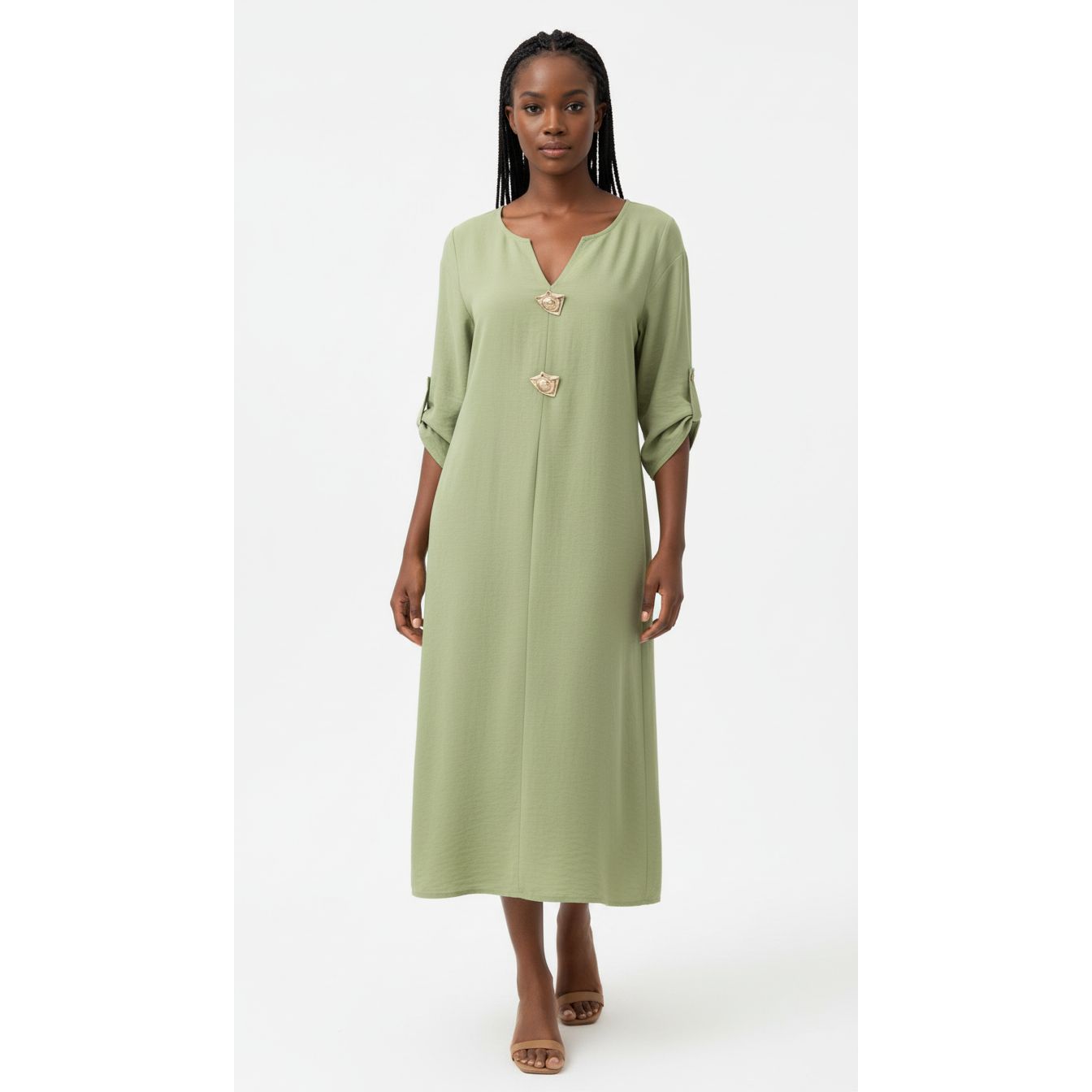 Vintage French-Inspired A-Line Midi Dress