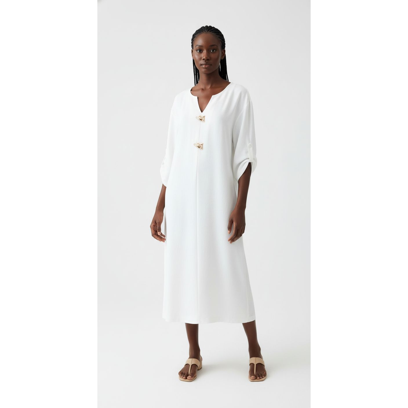 Vintage French-Inspired A-Line Midi Dress