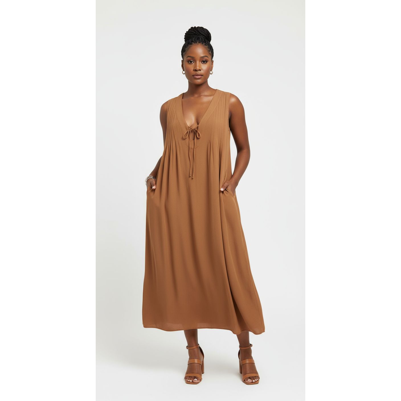 Casual Summer Maxi Sleeveless V Neck Beach Sundress