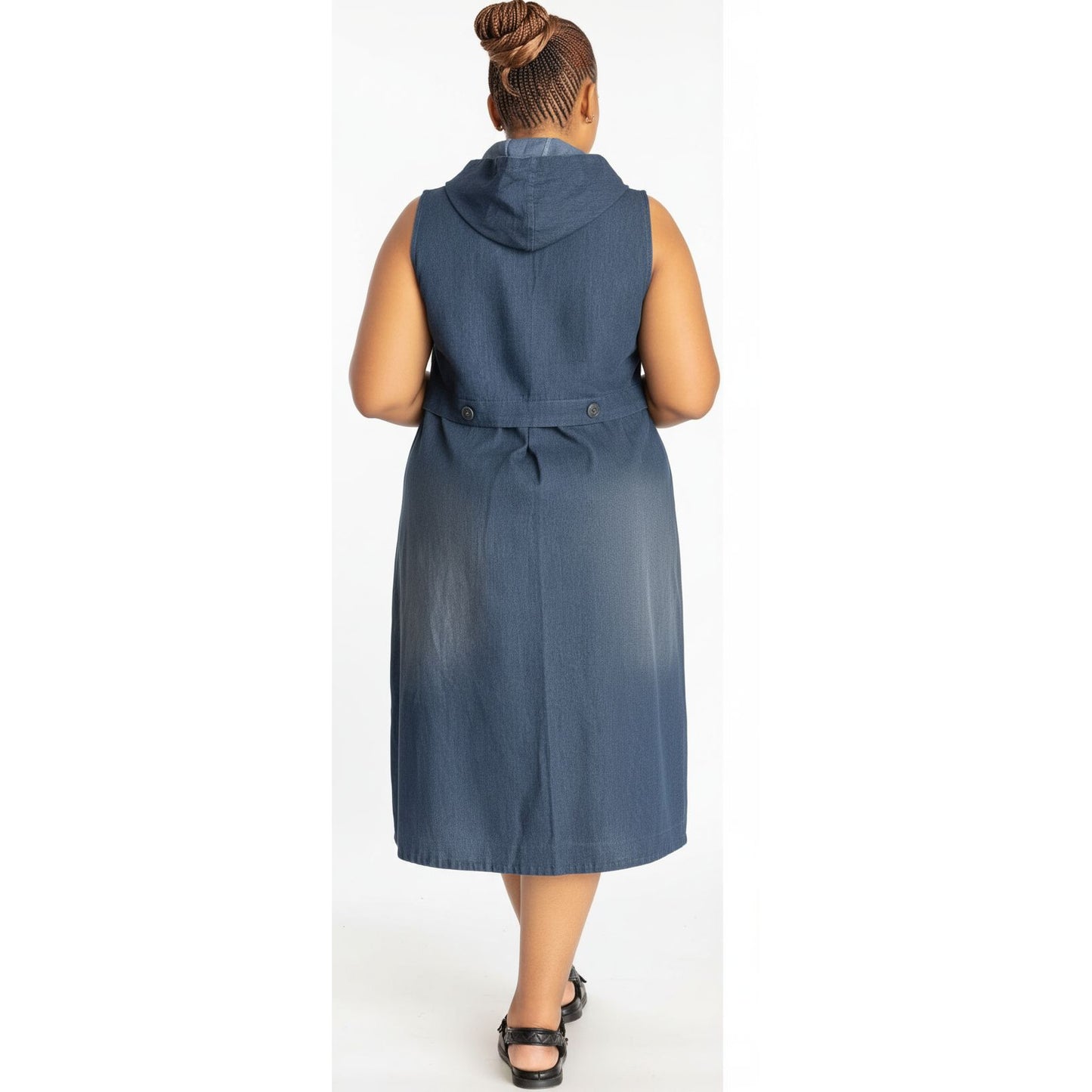 Plus Size Denim Dress With Front Buttons