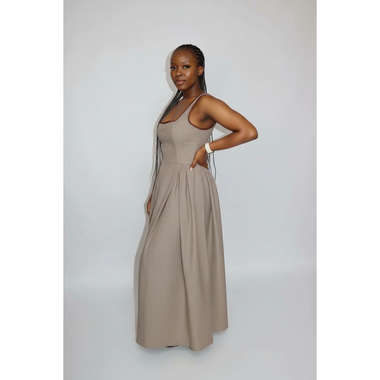 Big Back Bow Custom Pleated Plus Size Maxi Dress