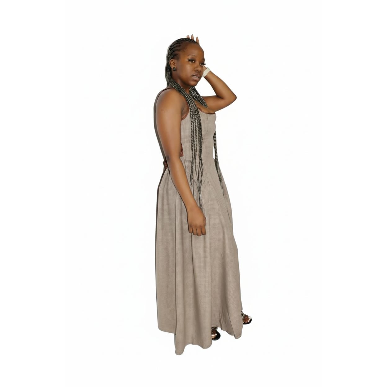 Big Back Bow Custom Pleated Plus Size Maxi Dress