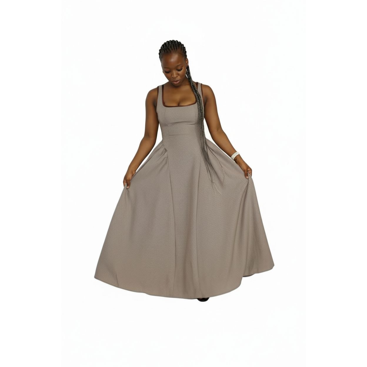 Big Back Bow Custom Pleated Plus Size Maxi Dress