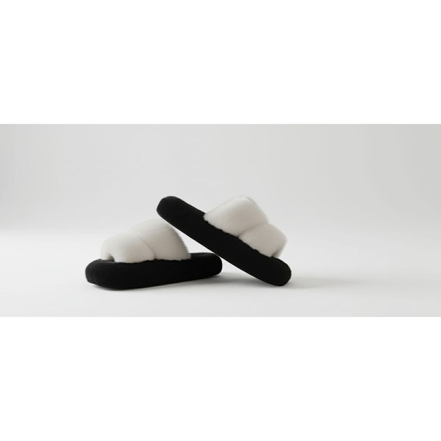 2 Tones Color Minimalist Fluffy Slippers