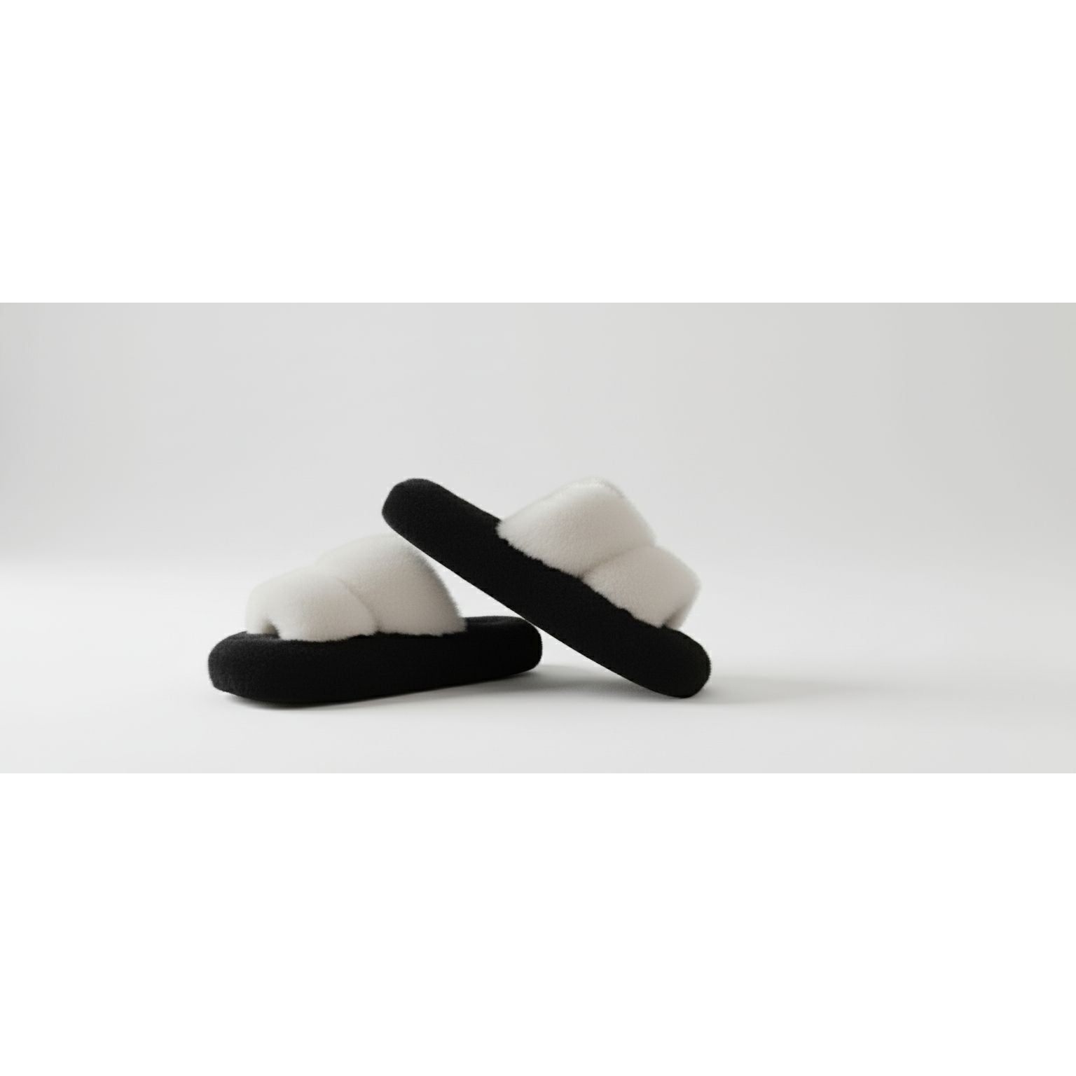 2 Tones Color Minimalist Fluffy Slippers