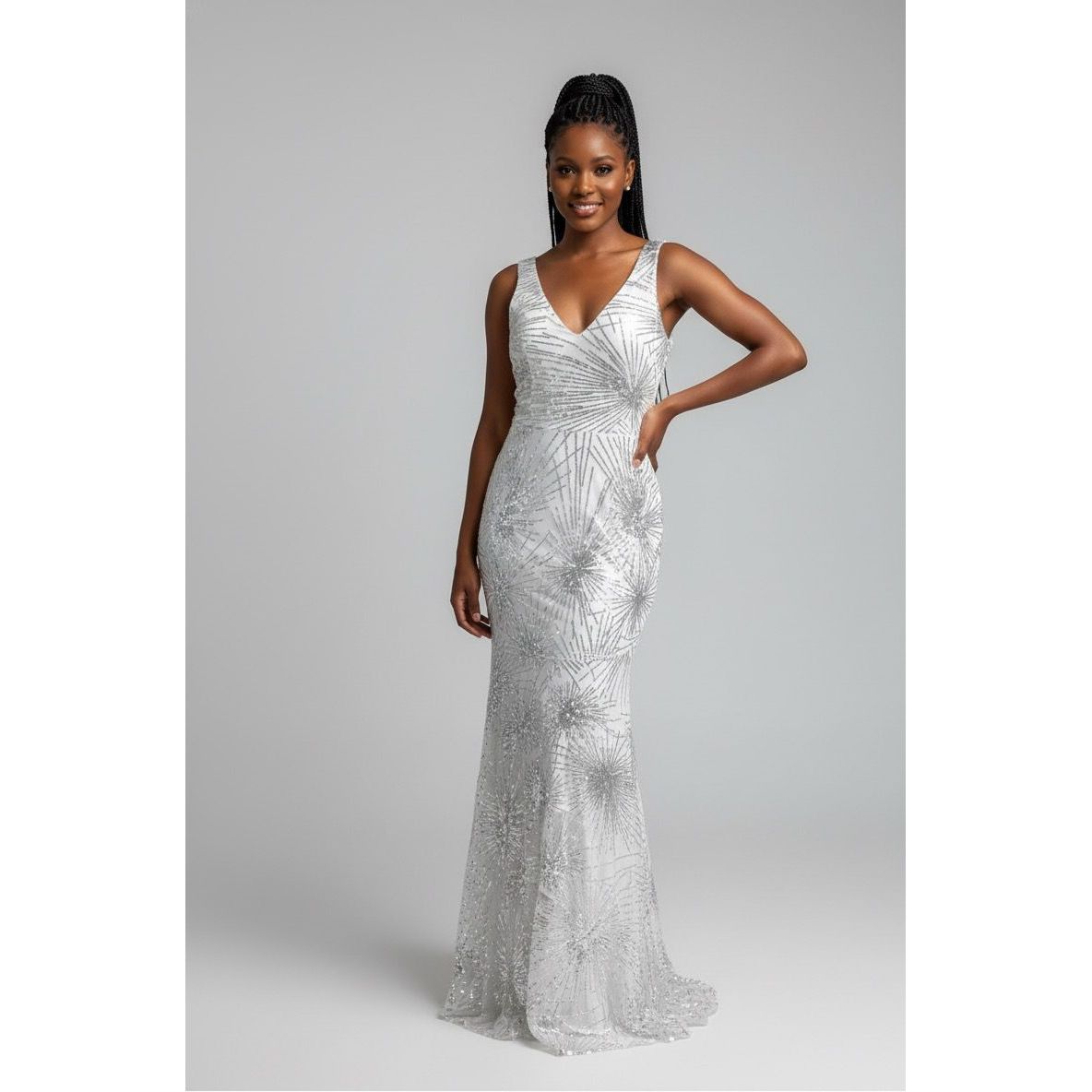 Sexy Lace Sequin Long Evening Prom Dress