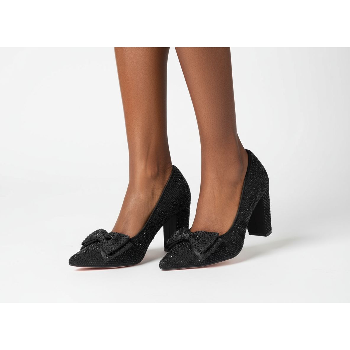 Women's Rhinestone Double Bow Heel