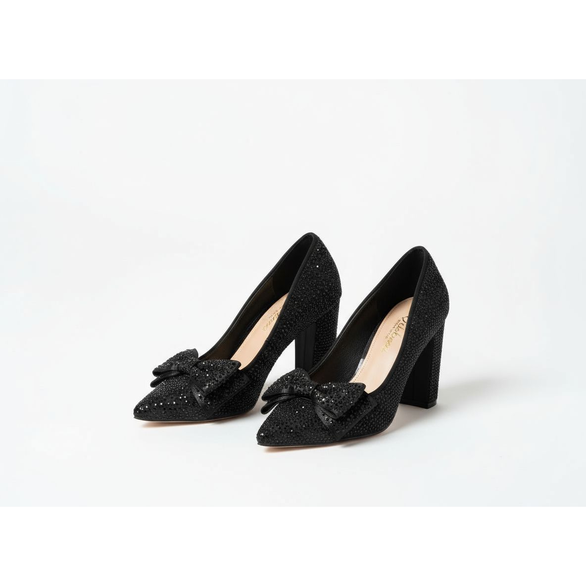 Women's Rhinestone Double Bow Heel