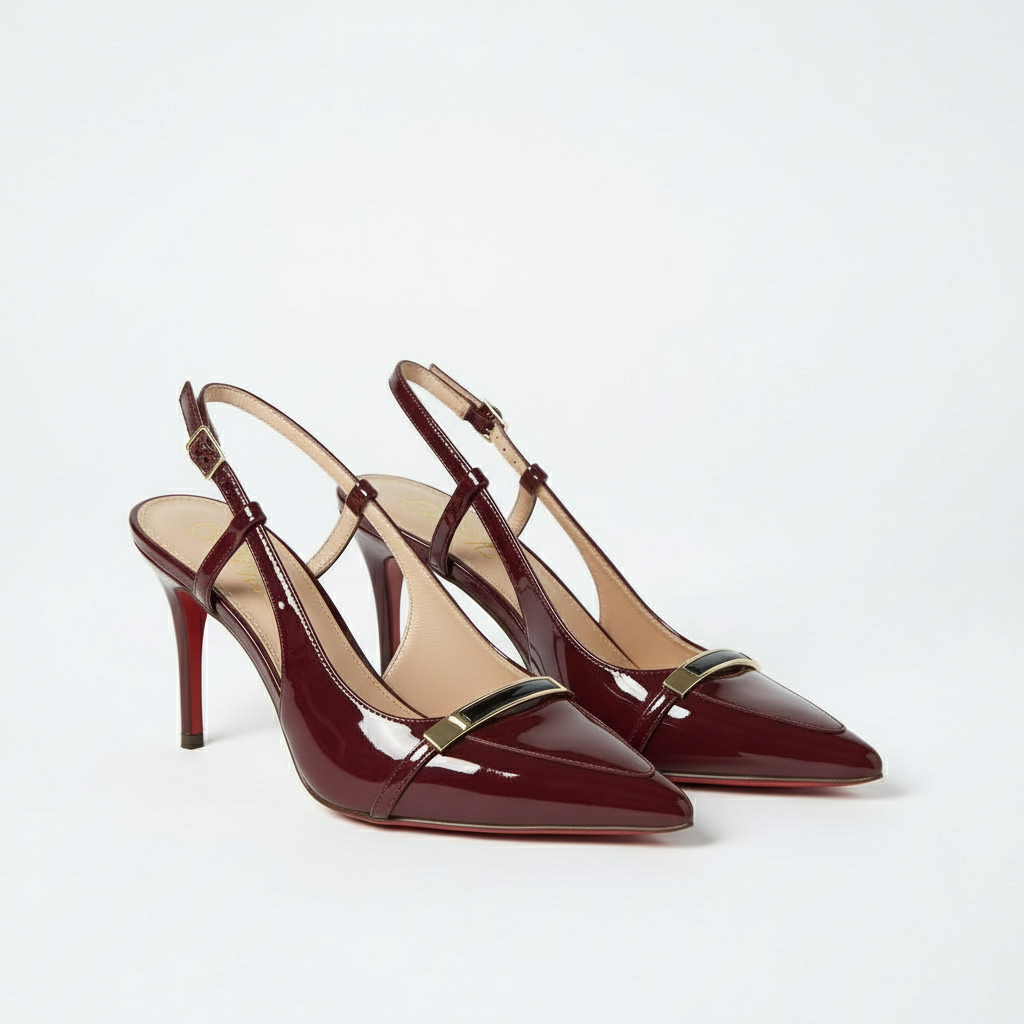 Womens Slingback Pump Heels with Buckle Detail