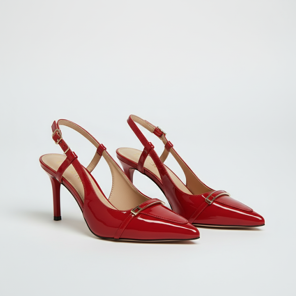 Womens Slingback Pump Heels with Buckle Detail