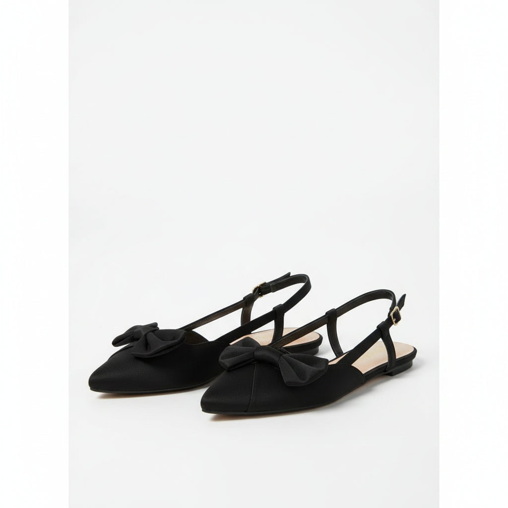Women's Bow Trim Pointed Slingback Shoes