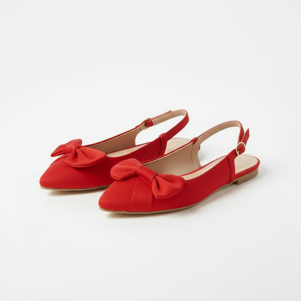 Women's Bow Trim Pointed Slingback Shoes