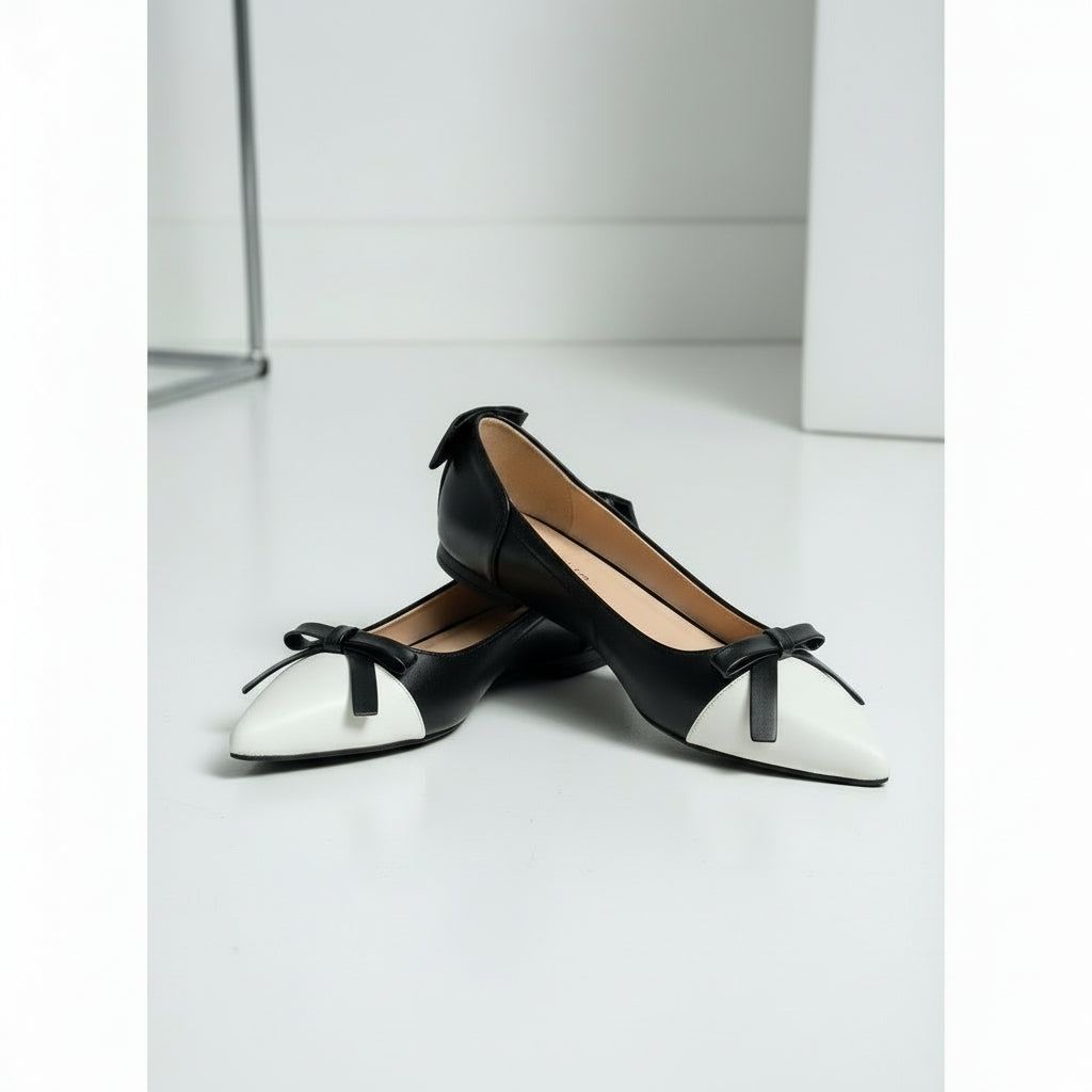 Women's Two Tone Bow Slingback Flats