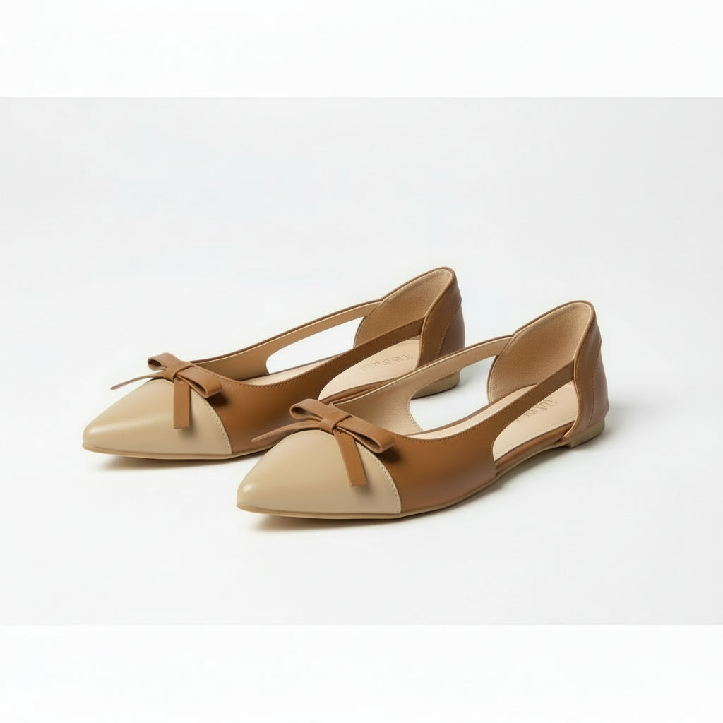Women's Two Tone Bow Slingback Flats