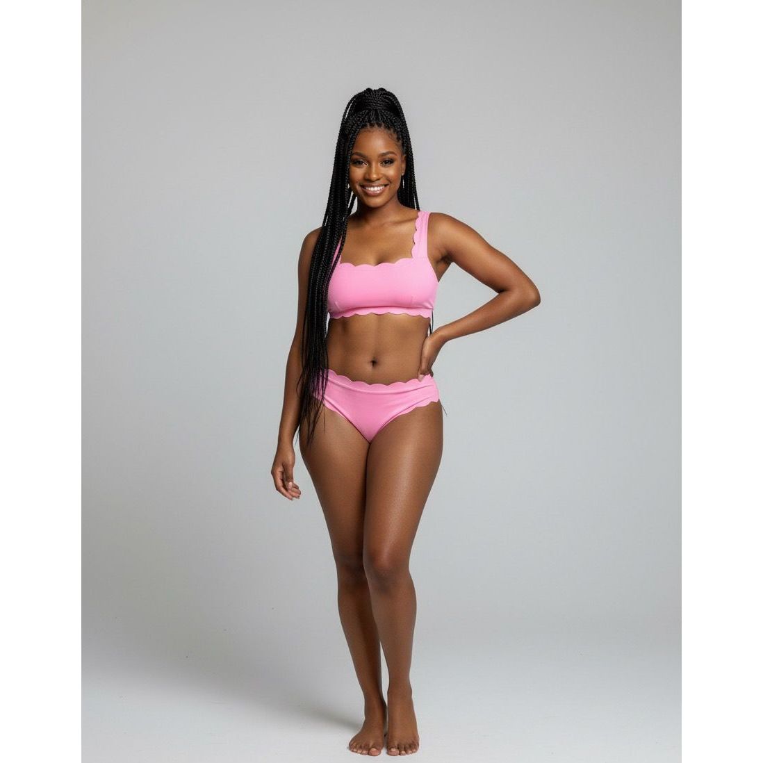 Scalloped Bikini Top And Bottom Swimwear