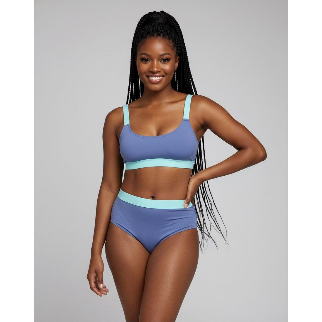 Maternity Two Piece Swimsuit High Waist Strappy Bikini Set