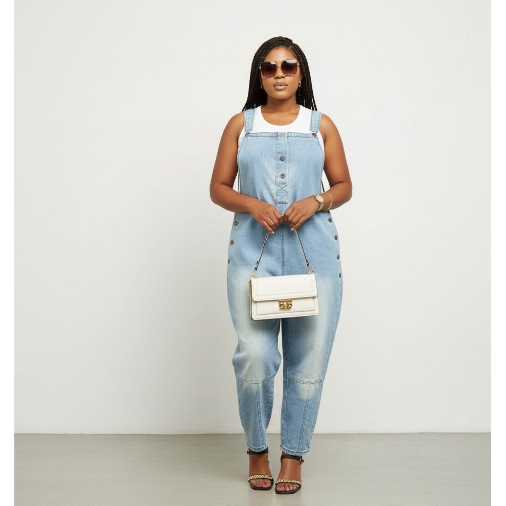 Cargo Denim Buttoned Jumpsuit