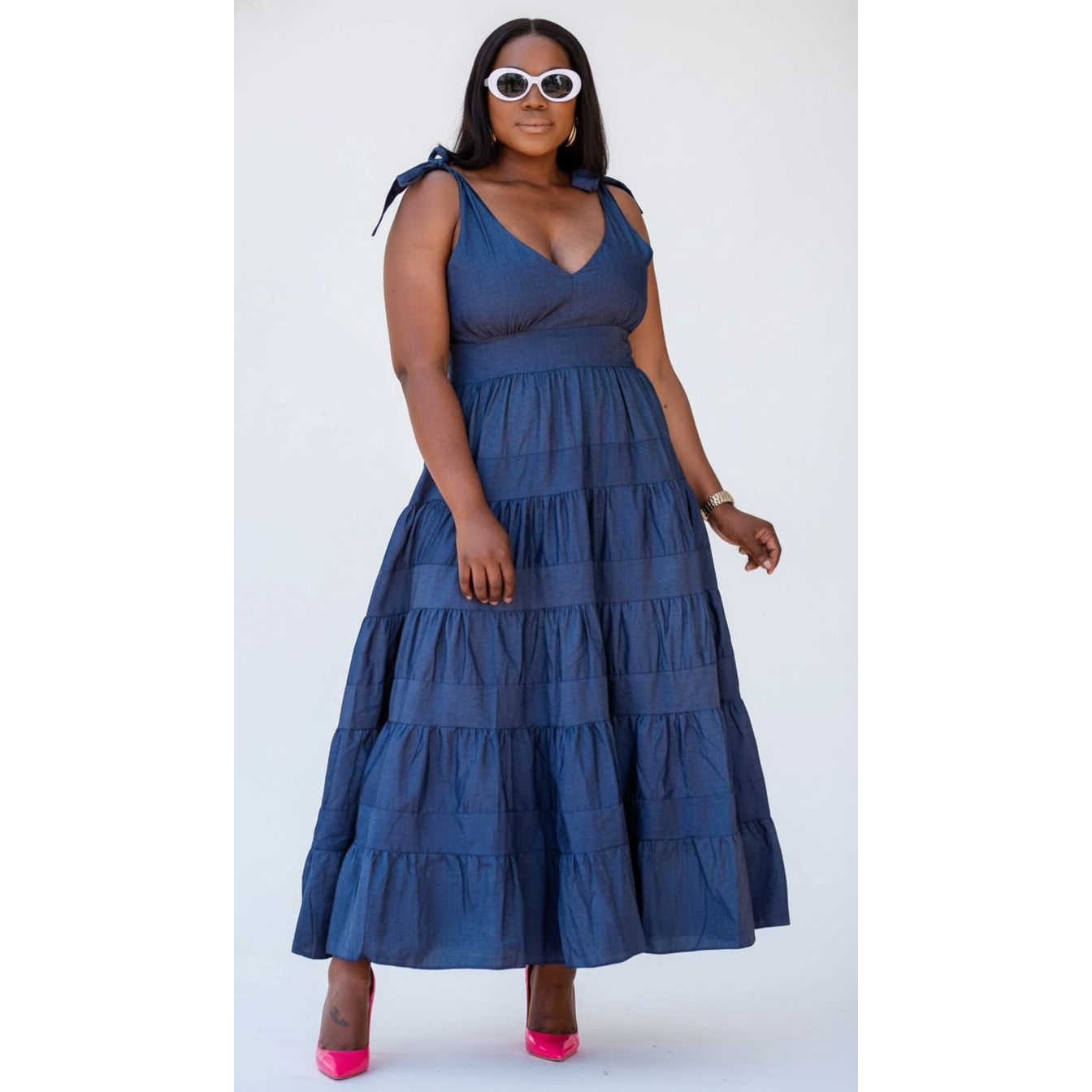 Tie Strap Denim Maxi Sundress