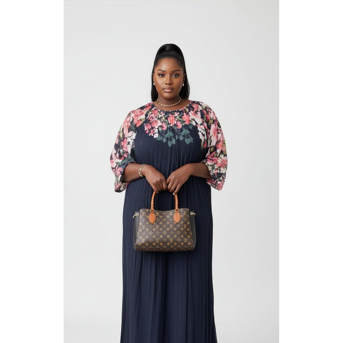 Floral Print Pleated Maxi Dress