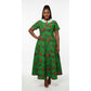 Ethnic Style Long Dress with Floral Pattern and Lace Accent