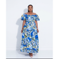 Abstract Print Off-Shoulder Long Dress.