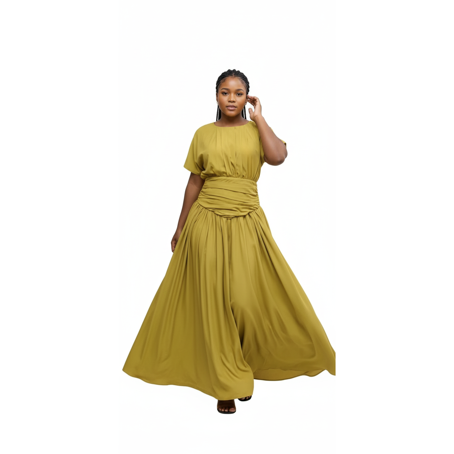 Short Sleeve Elegant African Print Summer Dress