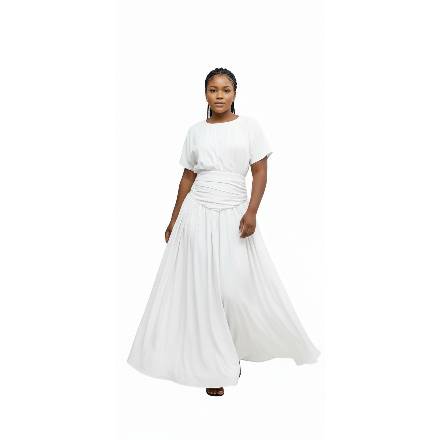 Short Sleeve Elegant African Print Summer Dress