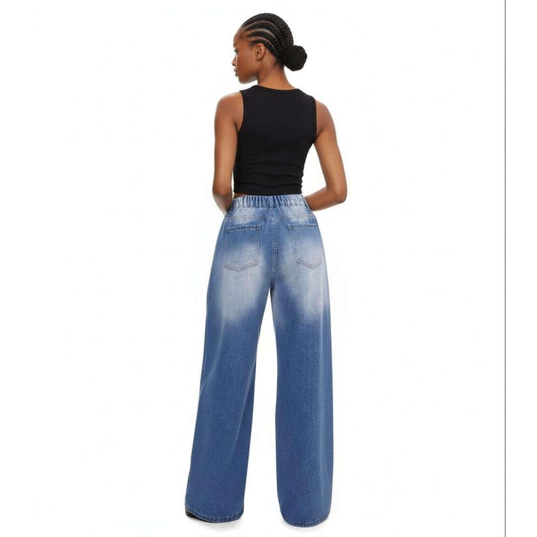 Vintage Washed Blue Wide Leg Jeans