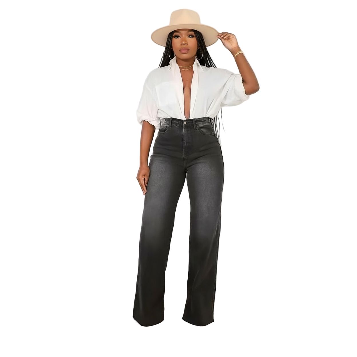 Black High-Rise Wide Leg Jeans