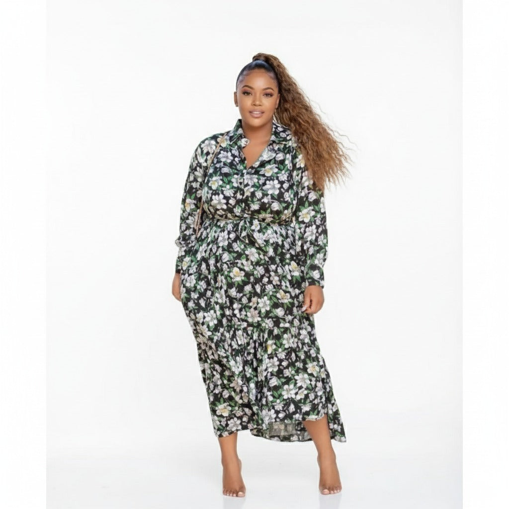 Vintage V-Neck Floral Dress