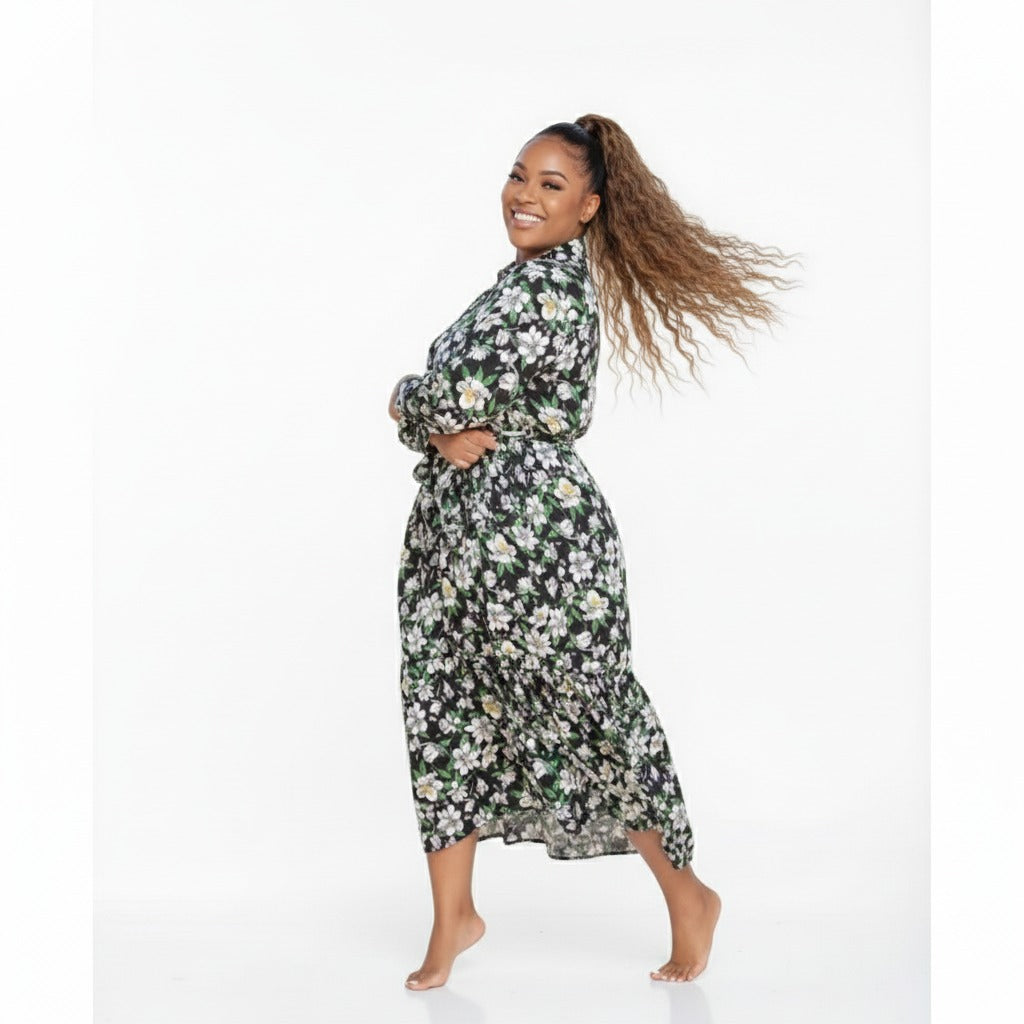 Vintage V-Neck Floral Dress