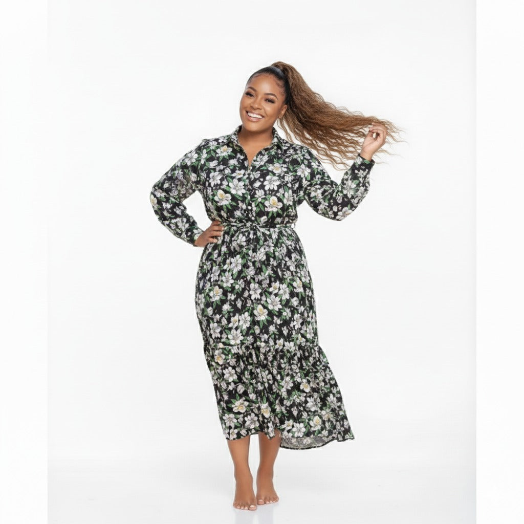 Vintage V-Neck Floral Dress