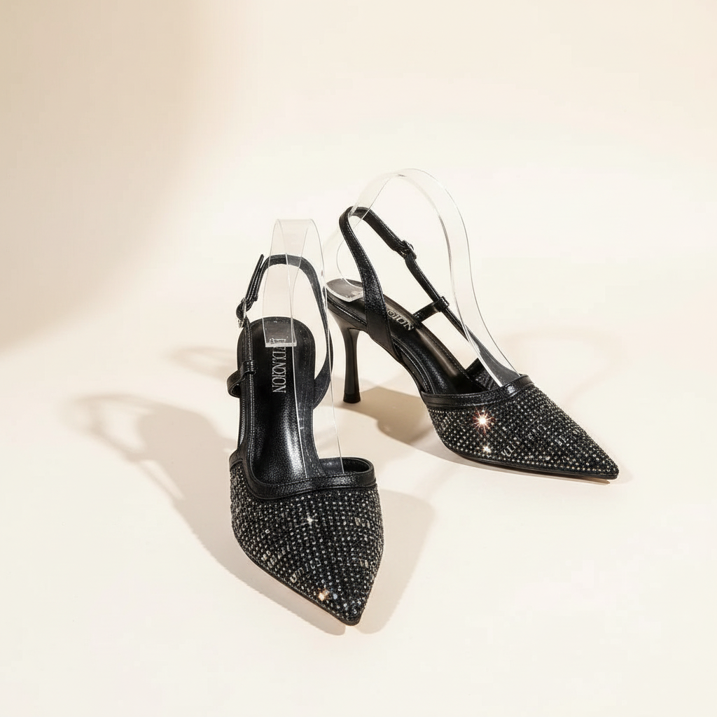 Slingback Rhinestone Embellishment Pointed-toe Pumps
