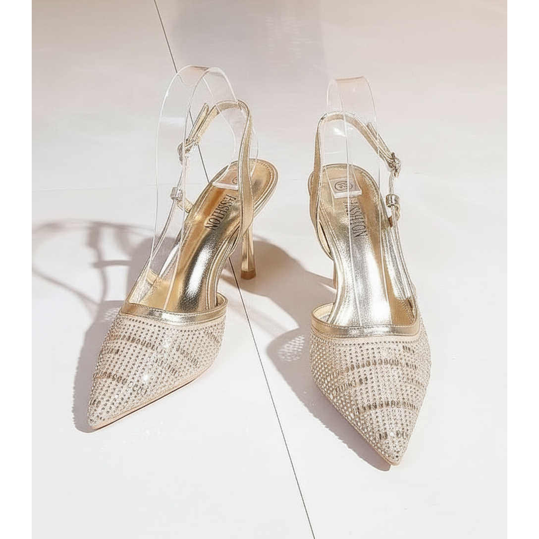 Slingback Rhinestone Embellishment Pointed-toe Pumps