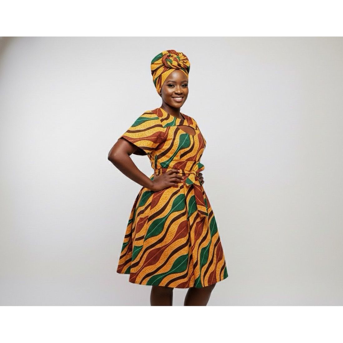 Floral Short Sleeve Multi-Color Round-Neck Maxi Dress