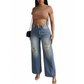 High-Waisted Wide Leg Denim Jeans
