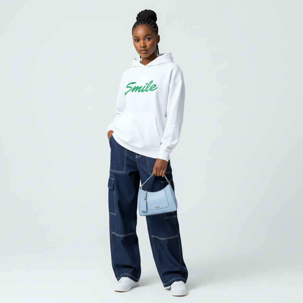 Dark Wash Contrast Stitch Cargo Denim Jeans