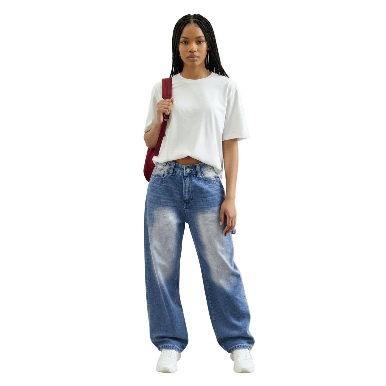 Faded Blue Wide Leg Carpenter Trousers