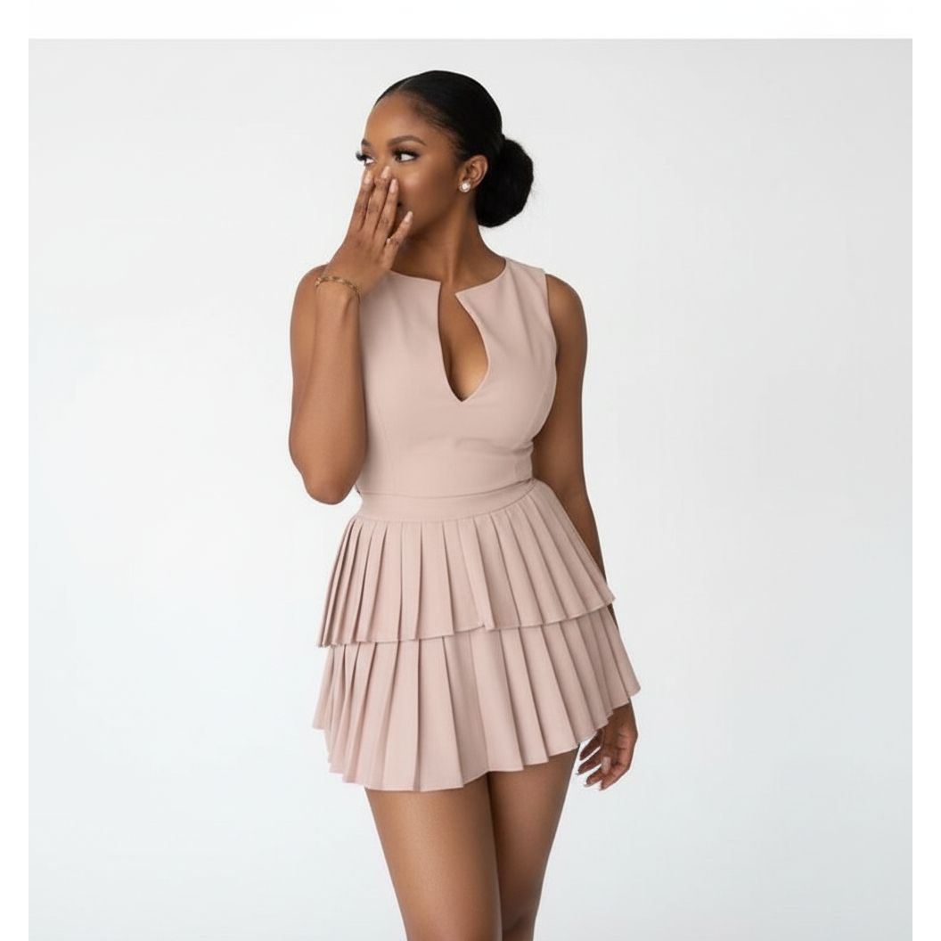 Chic Tiered Pleated Mini Dress