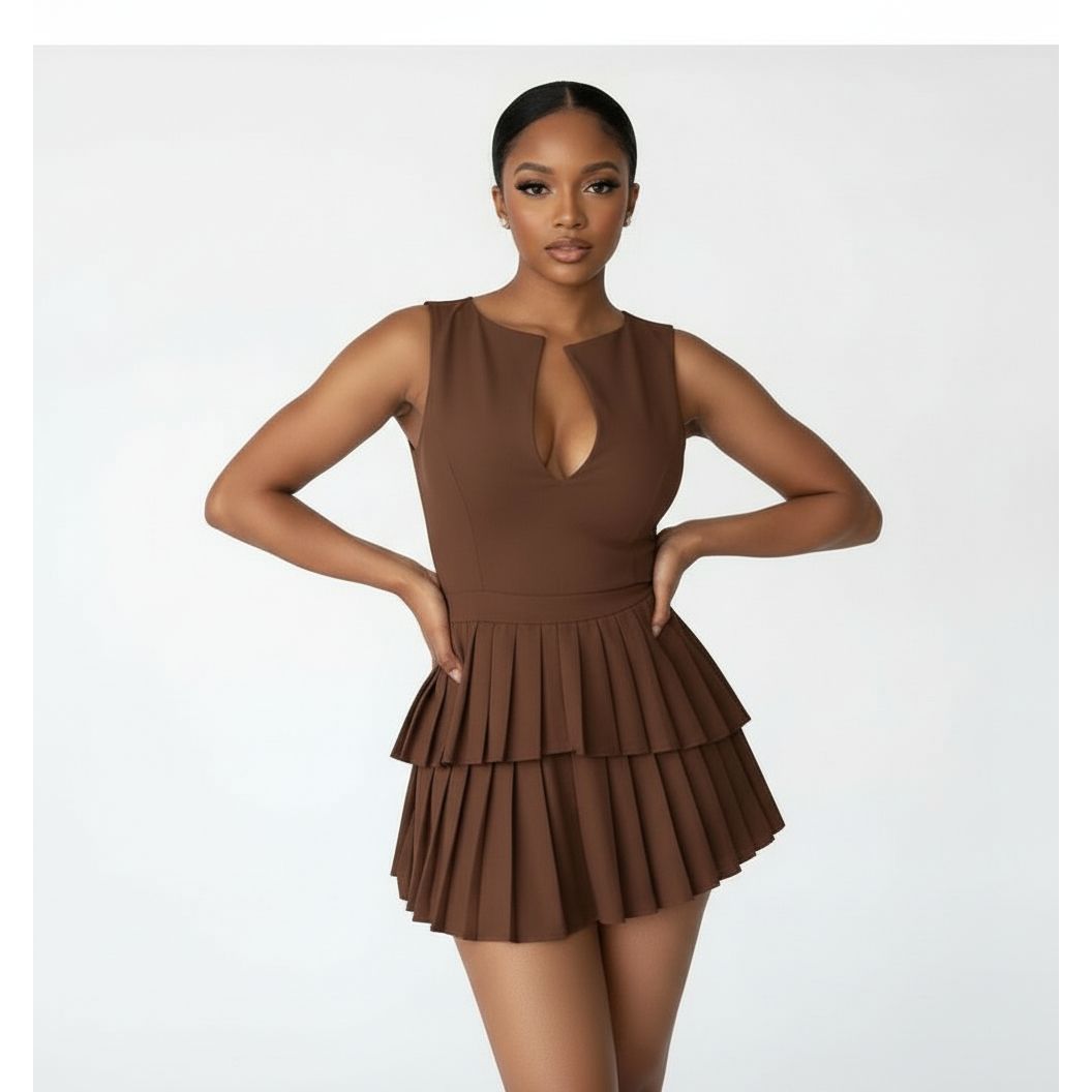 Chic Tiered Pleated Mini Dress