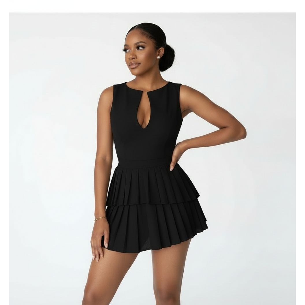 Chic Tiered Pleated Mini Dress
