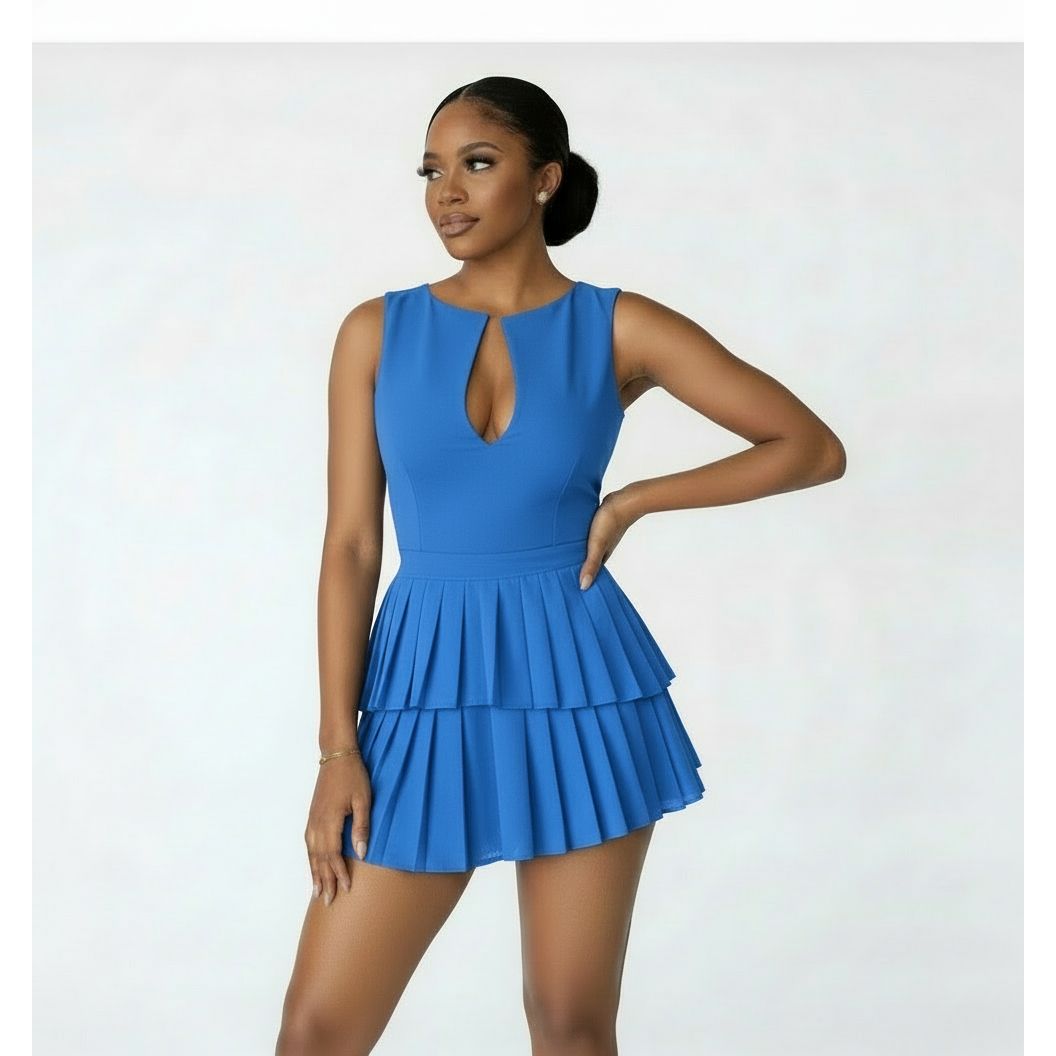 Chic Tiered Pleated Mini Dress