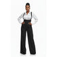 High-Waist Wide-Leg Suspender Trousers