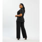 Short Sleeve Button-Down Shirt & Wide Leg Pant Set