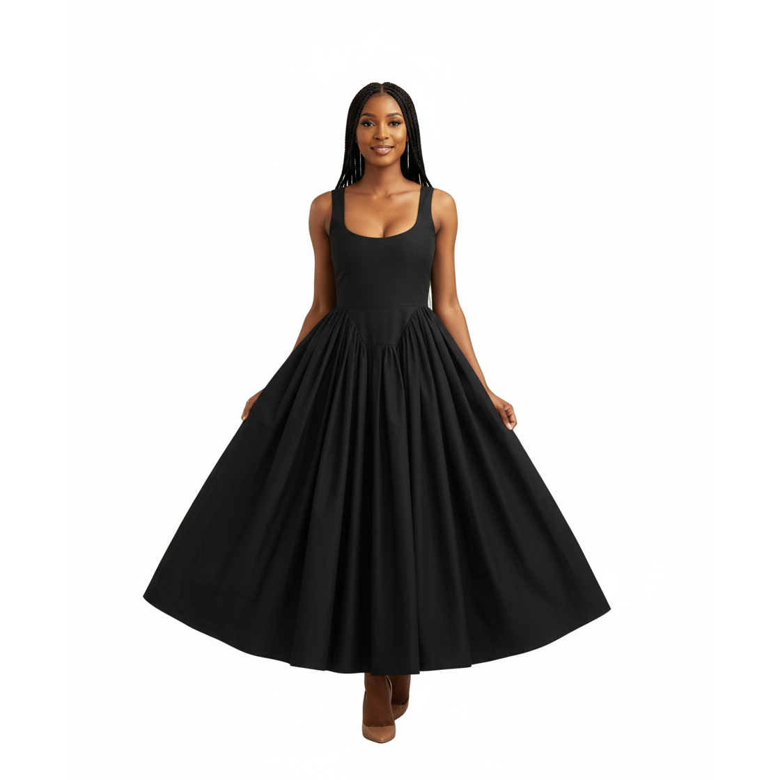 Elegant Sleeveless Flare Maxi Dress